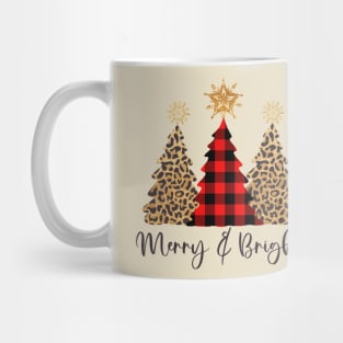 Merry and Bright Christmas Trees - Leopard Print and Buffalo Check Mug